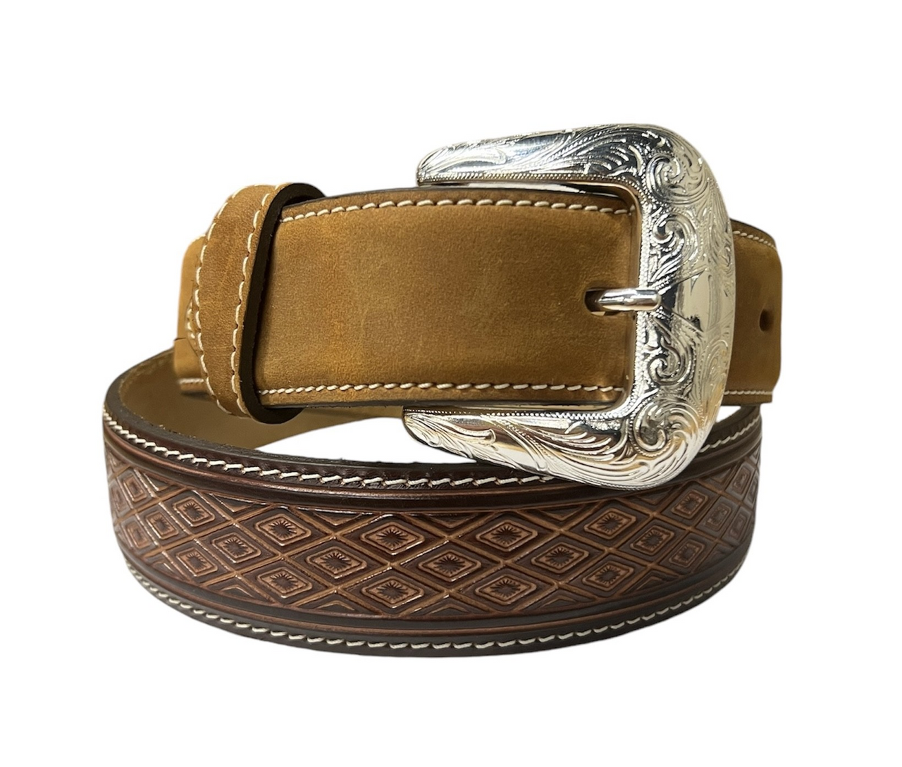 Justin Men's Brown Diamond Ridge Belt