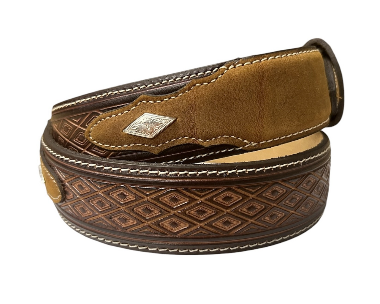 Justin Men's Brown Diamond Ridge Belt