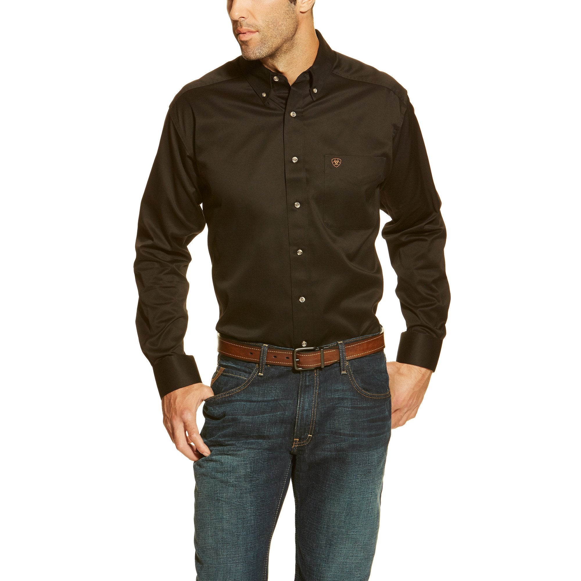 Ariat Men's Solid Black Long Sleeve Shirt.