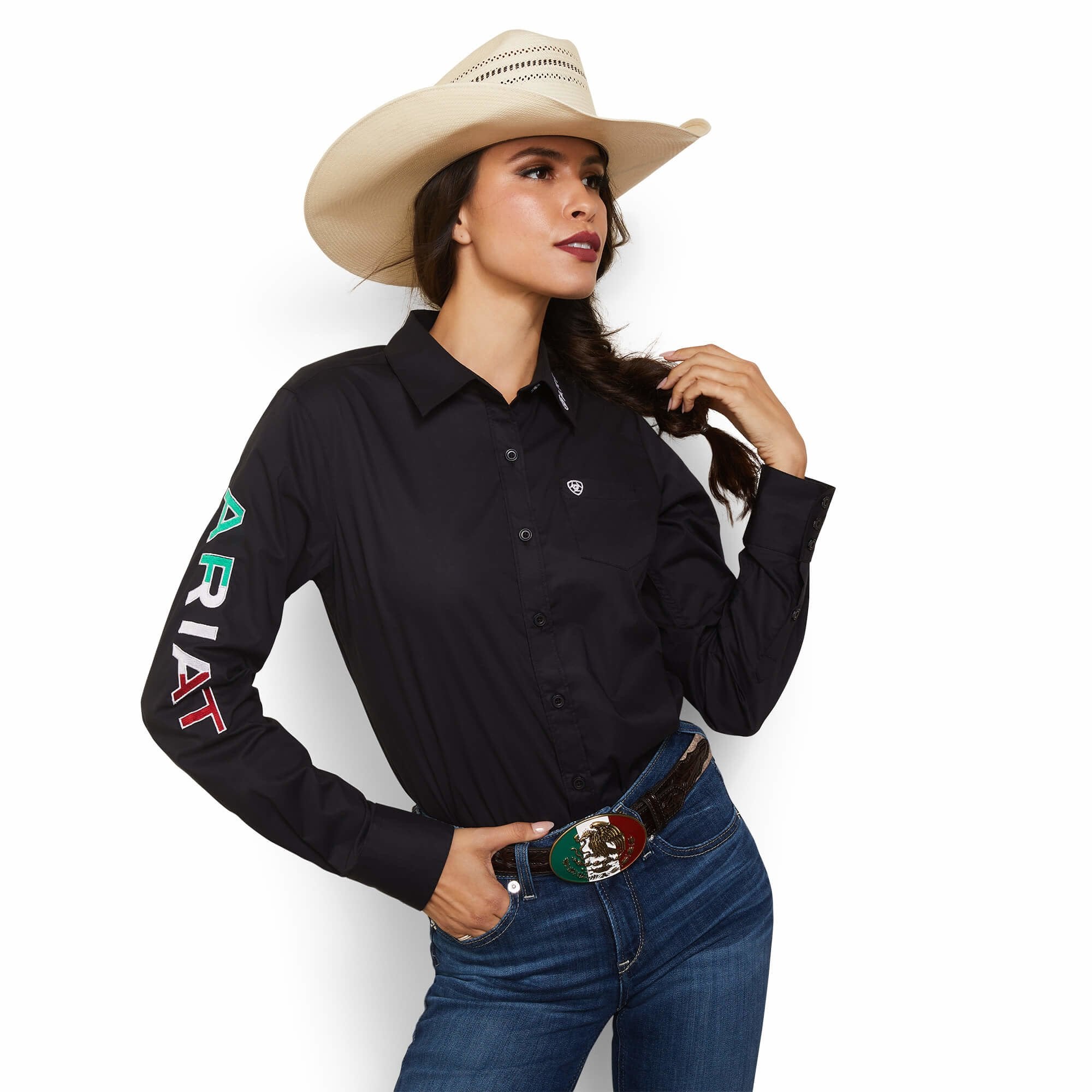 Ariat Ladies Mexico Team Kirby Stretch Button Down Shirt.