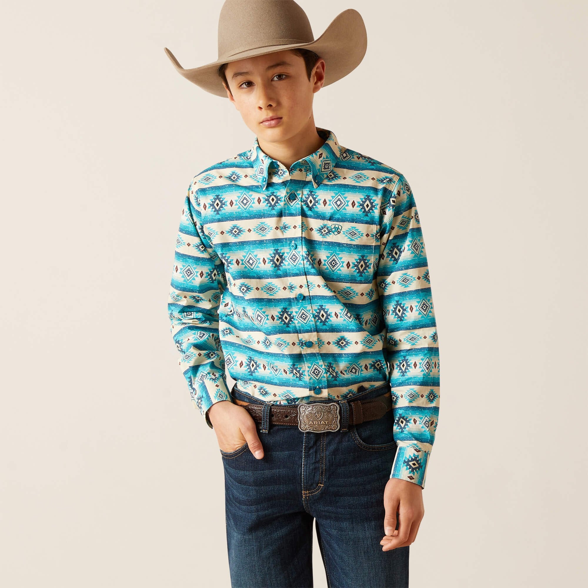 Ariat Boy's Brent Classic Fit Button Down Shirt.