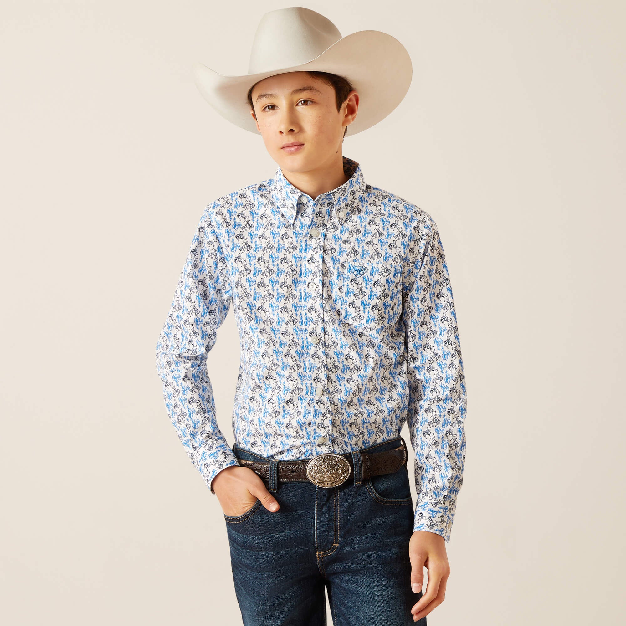 Ariat Boy's Peerce Classic Fit Button Down Shirt.