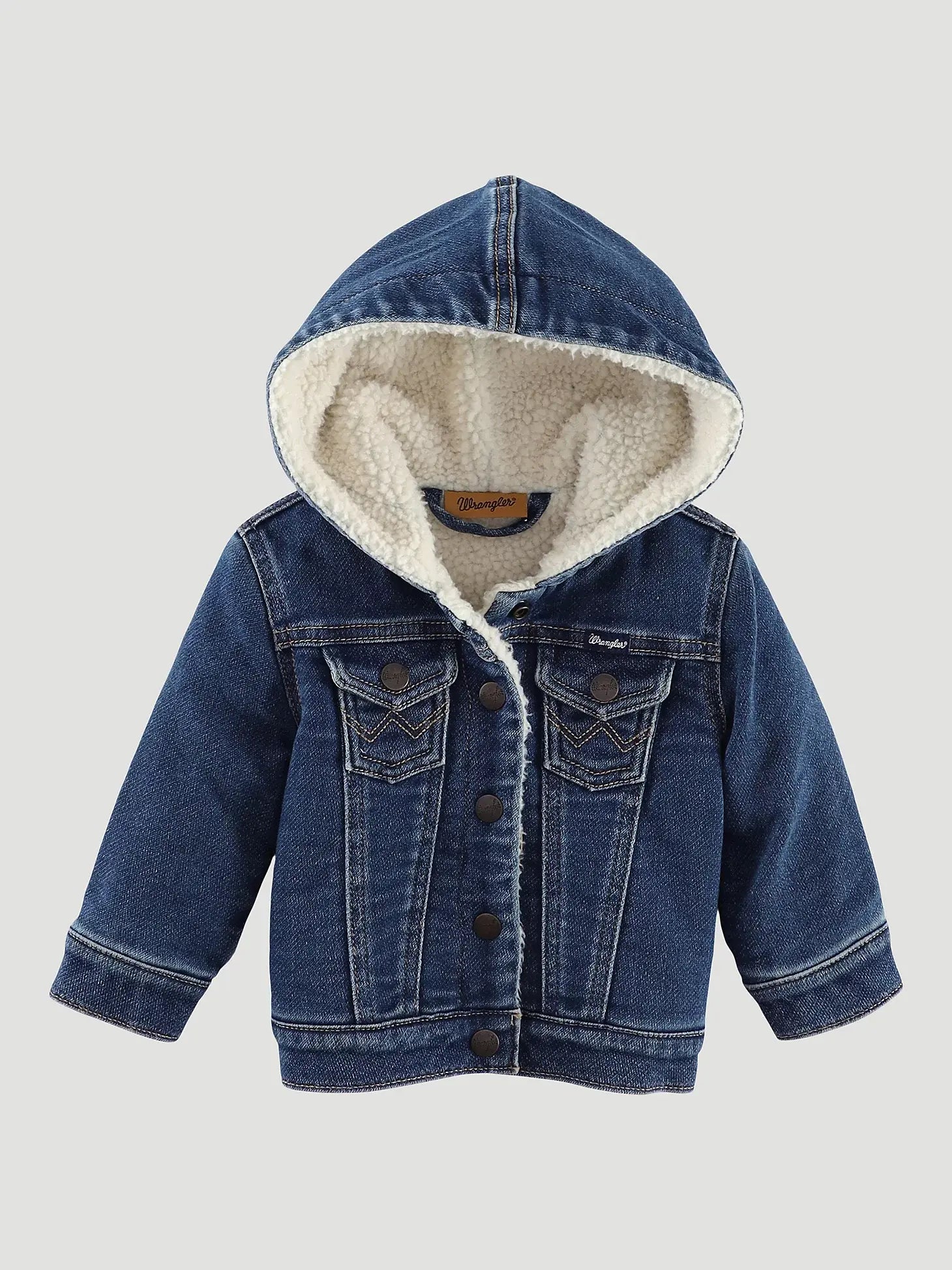 Wrangler Toddler Girl's Sherpa Lined Hooded Denim Jacket