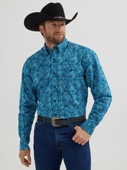 Wrangler Men's George Strait Paisley Print Button Down Shirt