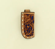 Small Tan and Blue Floral Knife Sheath