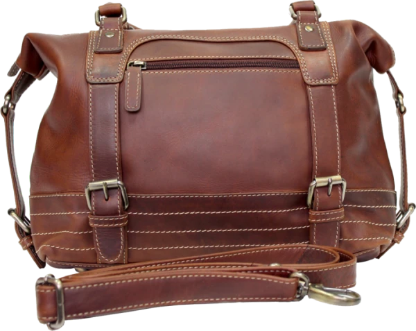 Rugged Earth Leather Buckle Purse