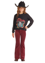 Rock & Roll Girl's Maroon Corduroy Flare Jeans