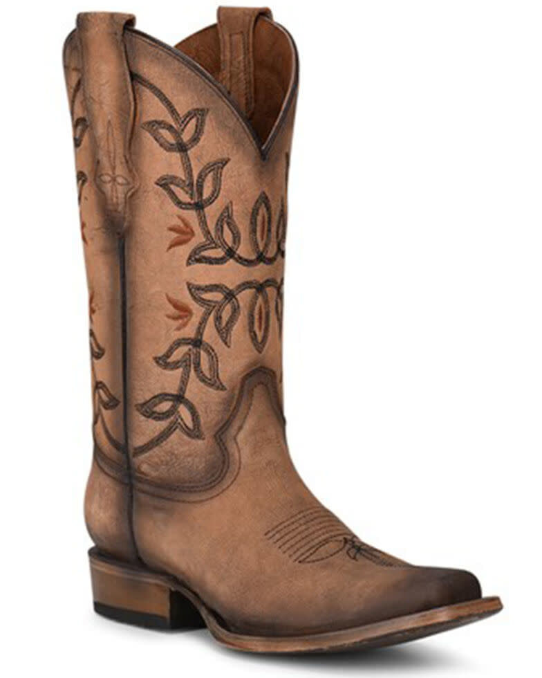 Corral Ladies Distressed Brown Floral Boots.