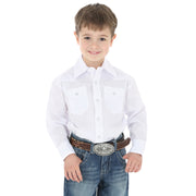 Wrangler Boys White LS Snap Shirt