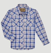 Wrangler Boy's Navy Plaid Snap Front Shirt