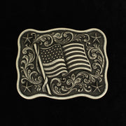 Black and Silver American Flag Buckle