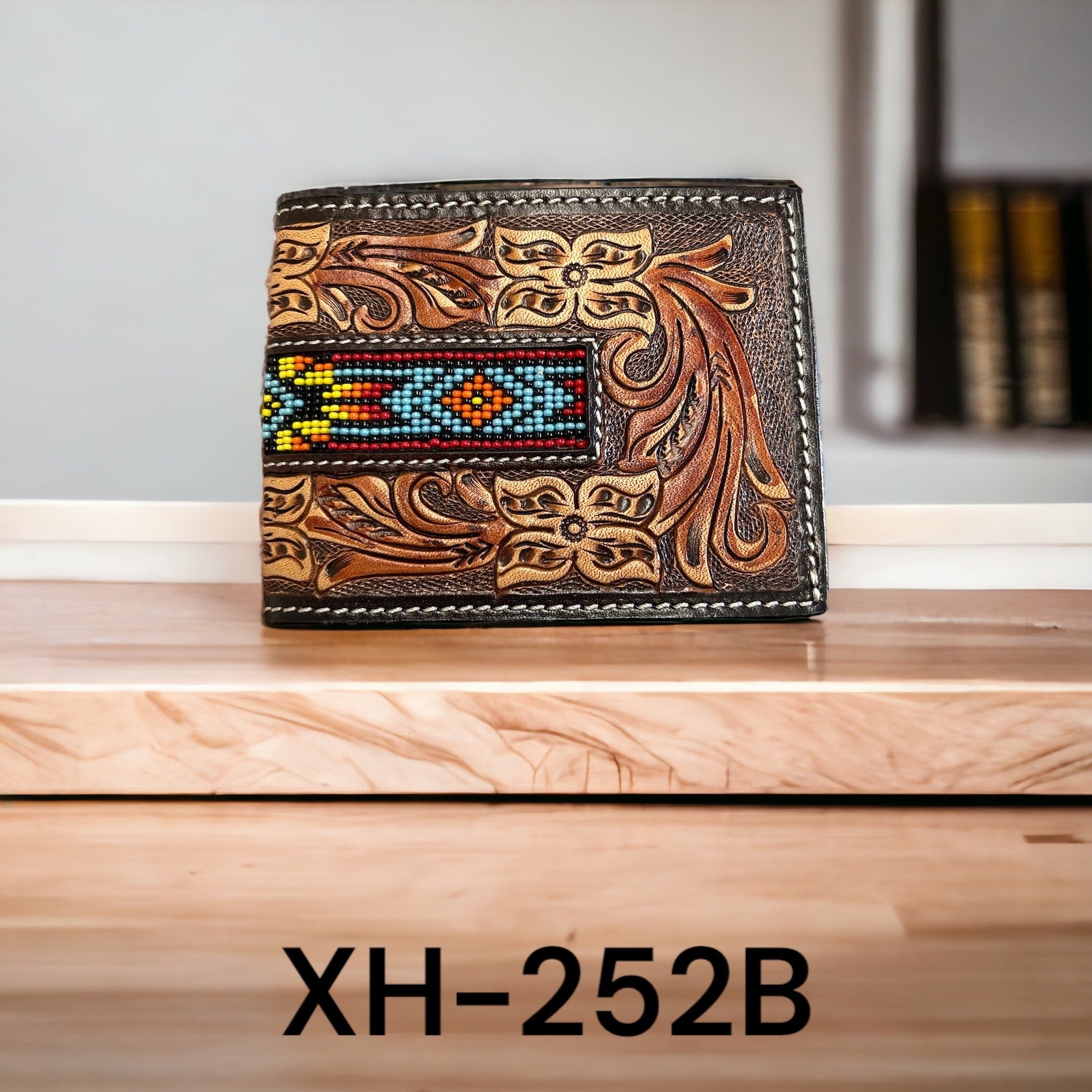 Twisted X Floral Tooled and Beaded Bi-Fold Wallet.