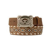 3D Boy's Feather Embossed Western Belt