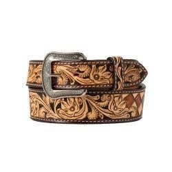 3D Men's Floral & Checkered Western Belt