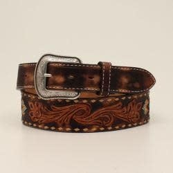 3D Men's Buck Lacing Beaded Inlay Western Belt