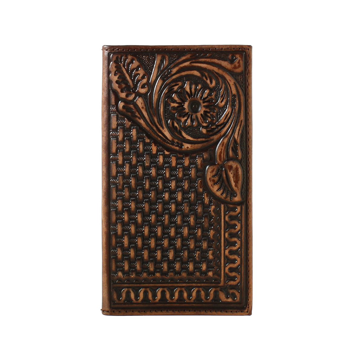 3D Men's Floral Basketweave Rodeo Wallet.