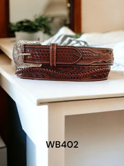 Ranger Belt Co Men's Basketweave and Floral Western Belt