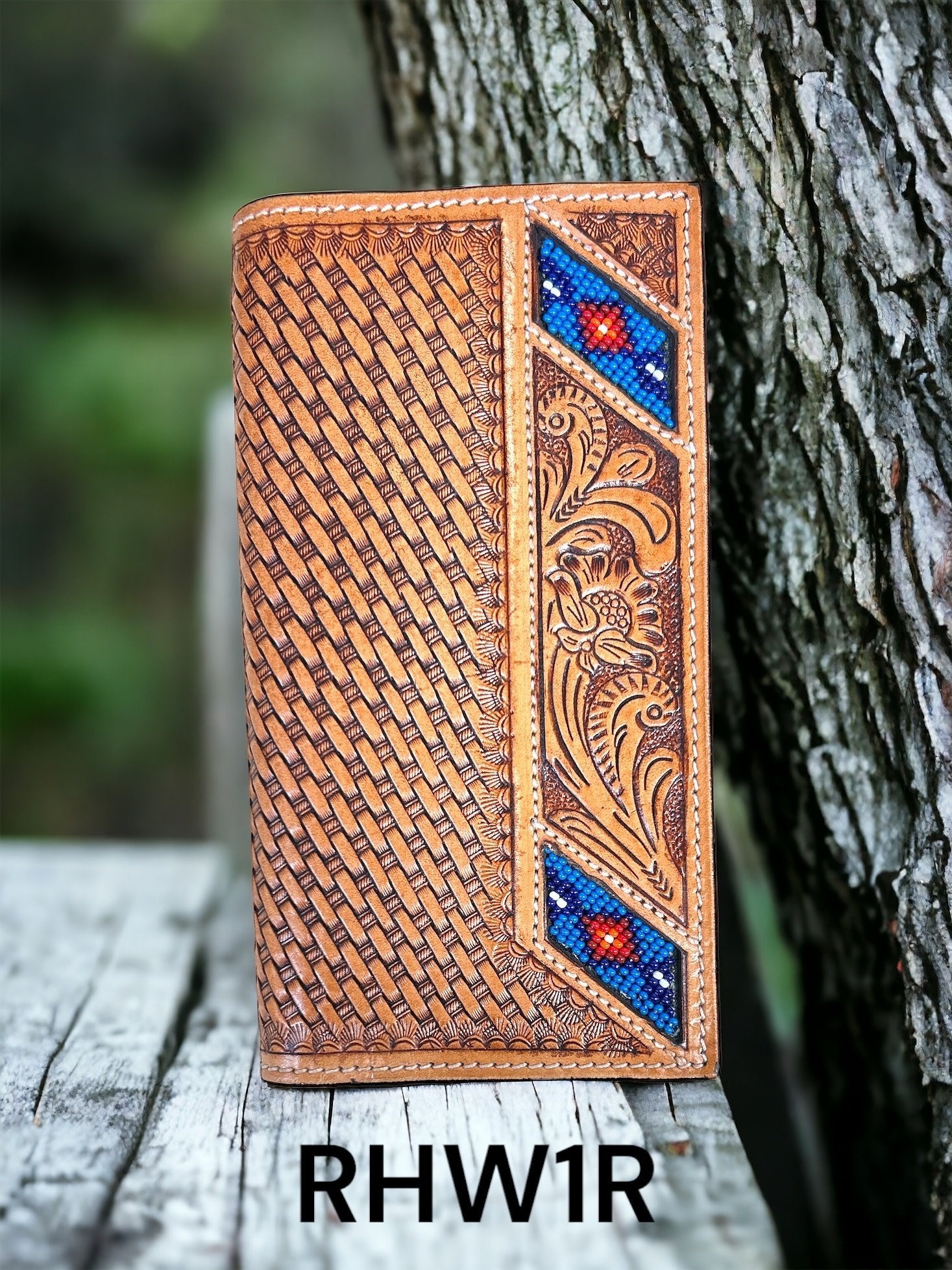 Ranger Belt Co. Men's Tooled and Beaded Rodeo Wallet.