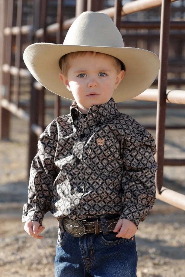 Cinch Toddler Boy's Medallion Print Button Down Shirt.