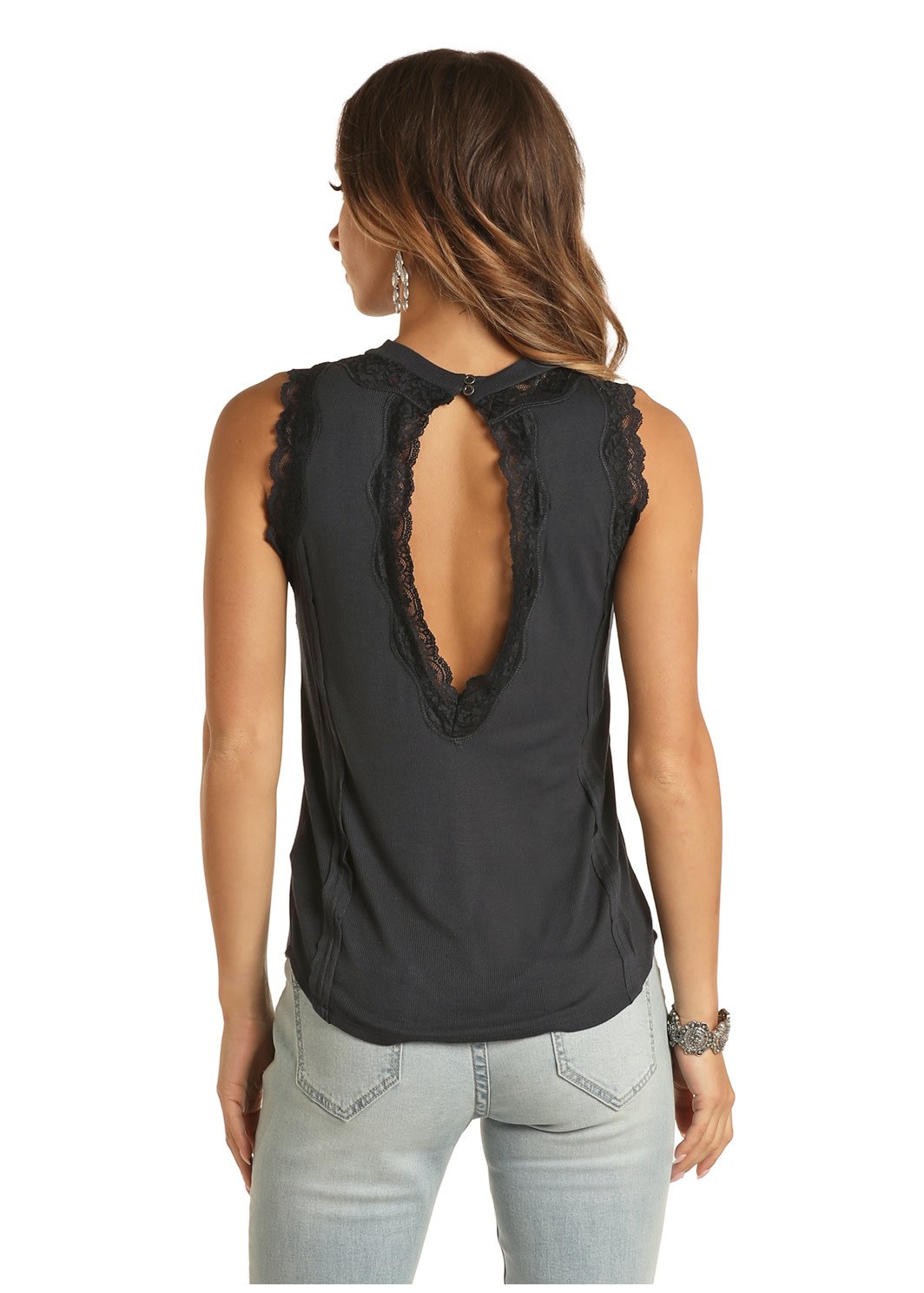 Panhandle Ladies Lace Cutout Tank Top C3