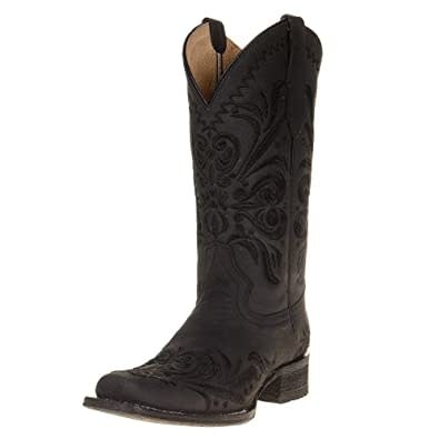 Circle G Women's Black Embroidered Square Toe Boot.