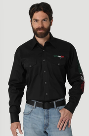 Wrangler Men's Mexico Logo Snap Front Shirt