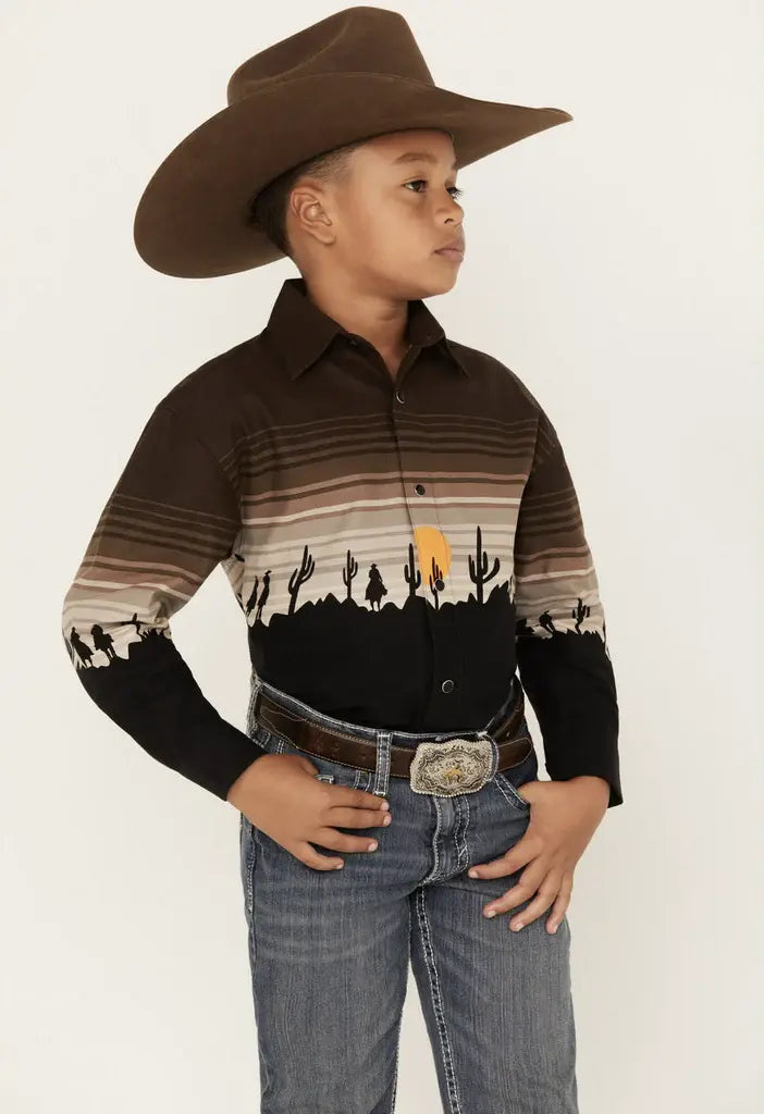 Panhandle Boy's Ombre Western Shirt Size Small.