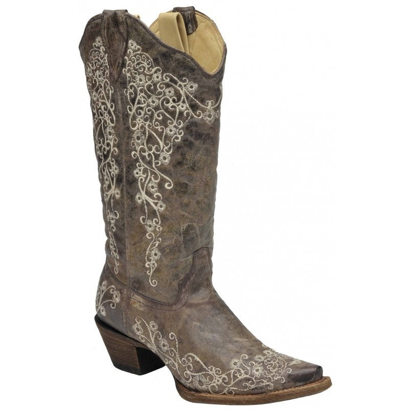 Corral Women's Brown Crater Embroidered Boot.