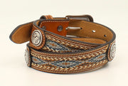 Boy's Stamped Leather and Ribbon Inlay Belt