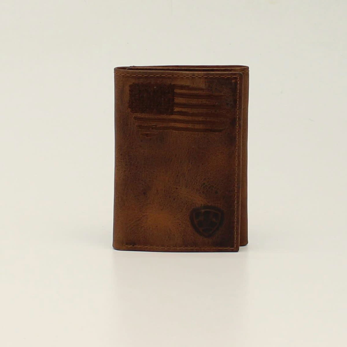 Men's Distressed USA Flag Tri-Fold Wallet.