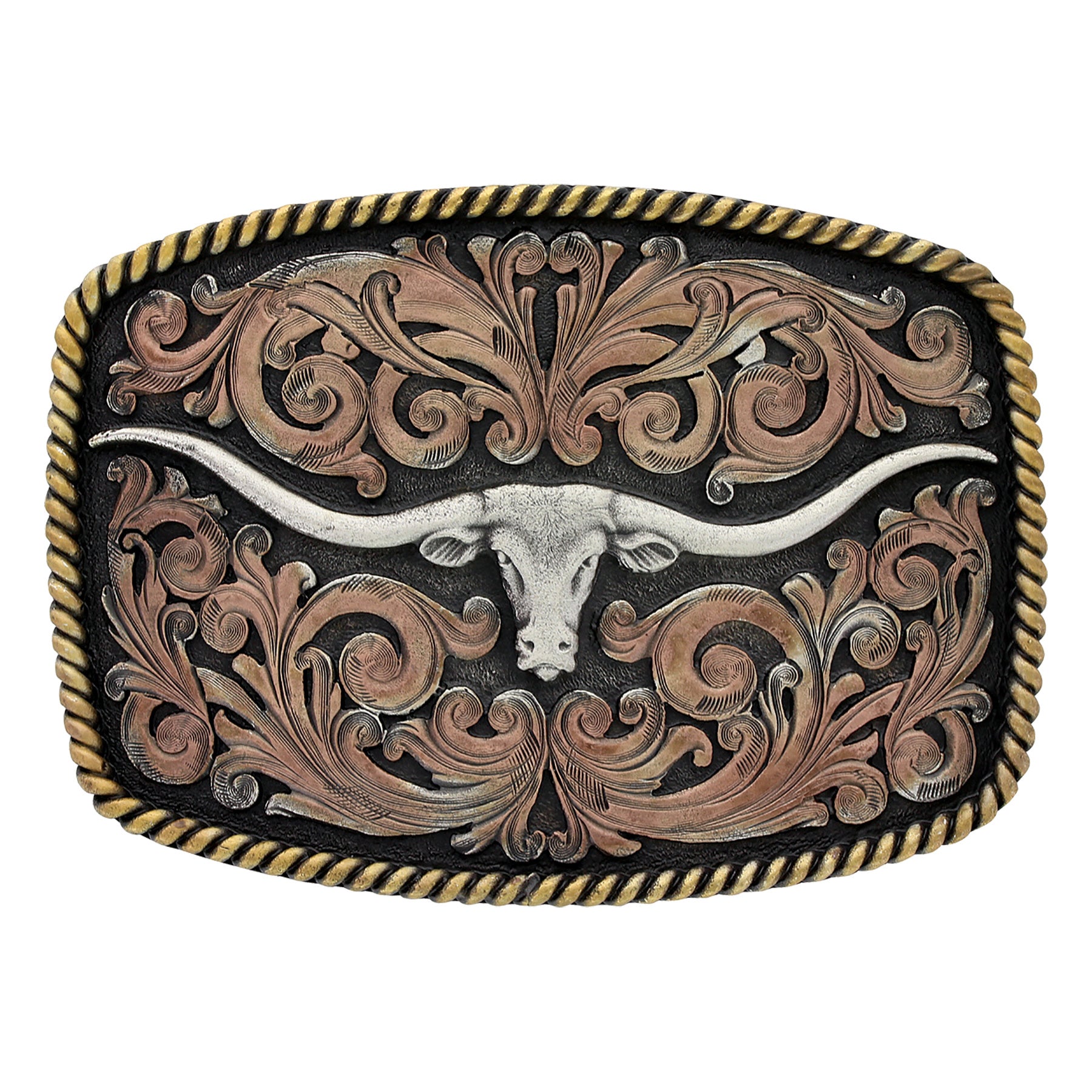 Montana Silversmiths Tri Color Texas Longhorn Buckle