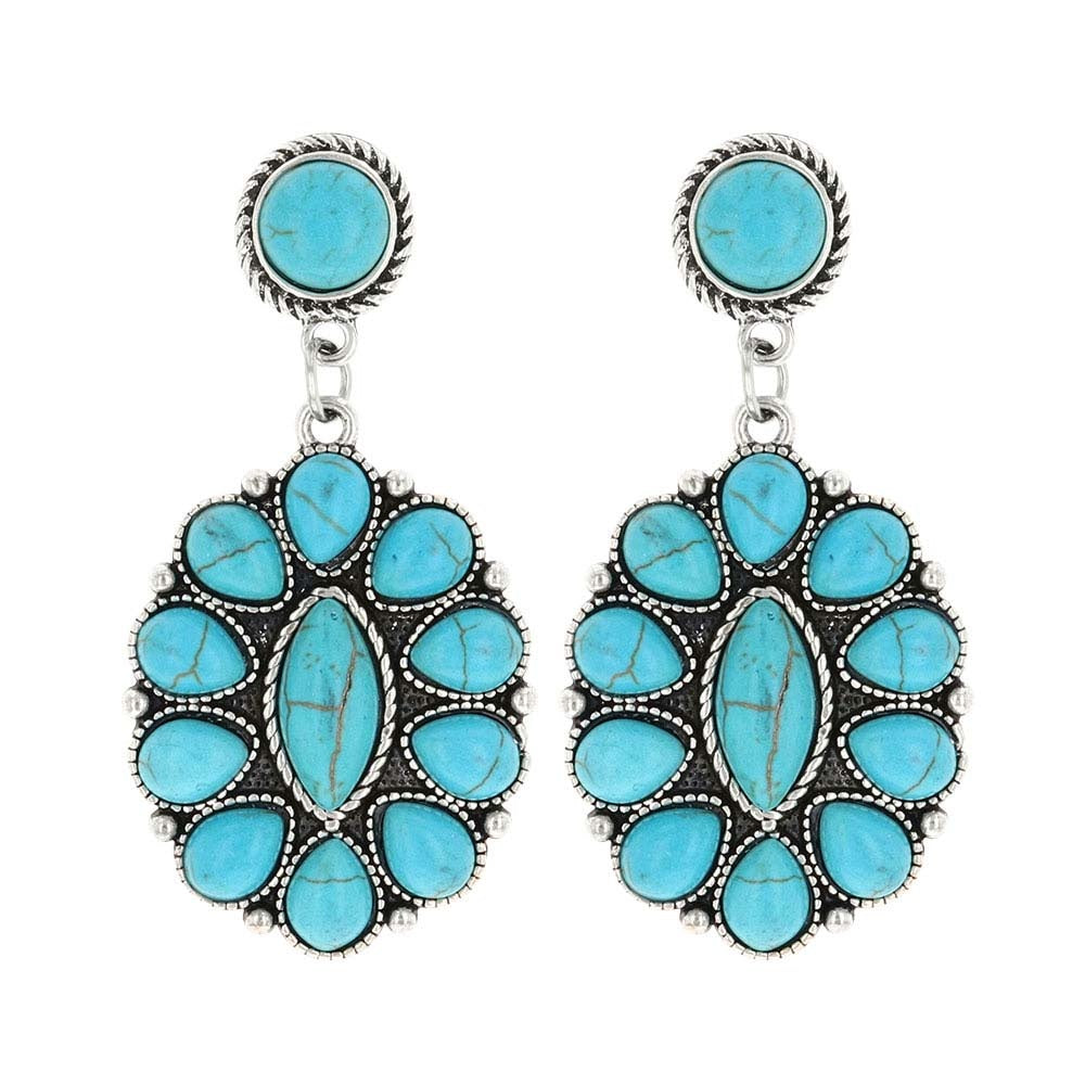 Montana SS Double Concho Turquoise Earrings