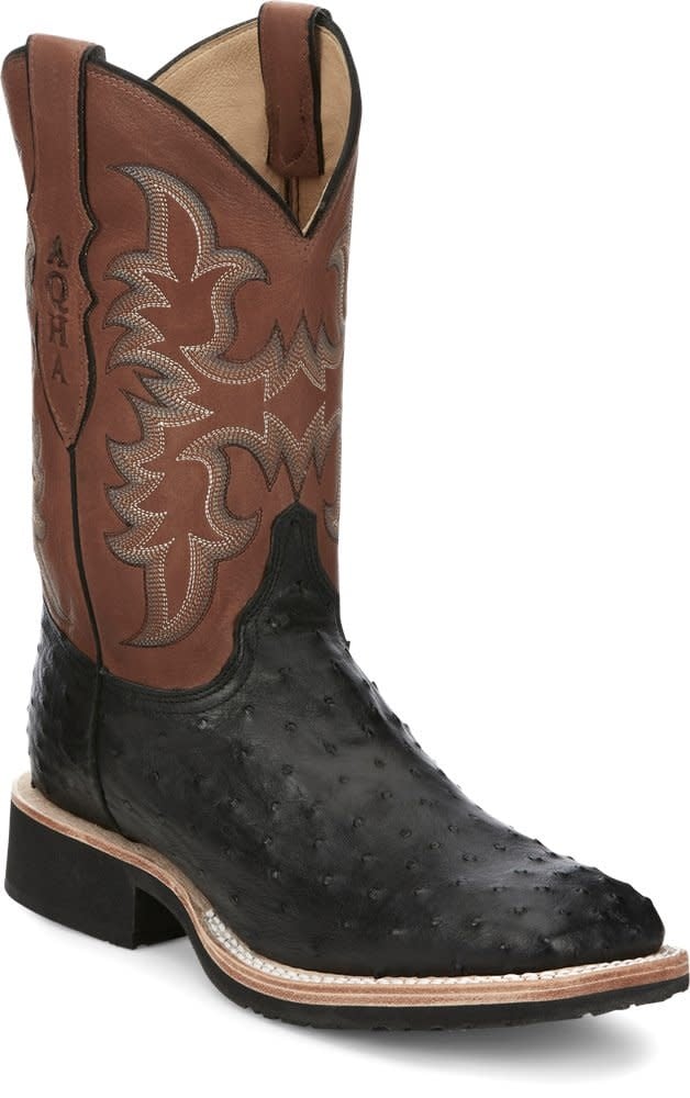 Justin Men's Black Ostrich Drover Boot.