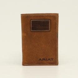 Ariat Men's Flag Patch Tri-Fold Wallet