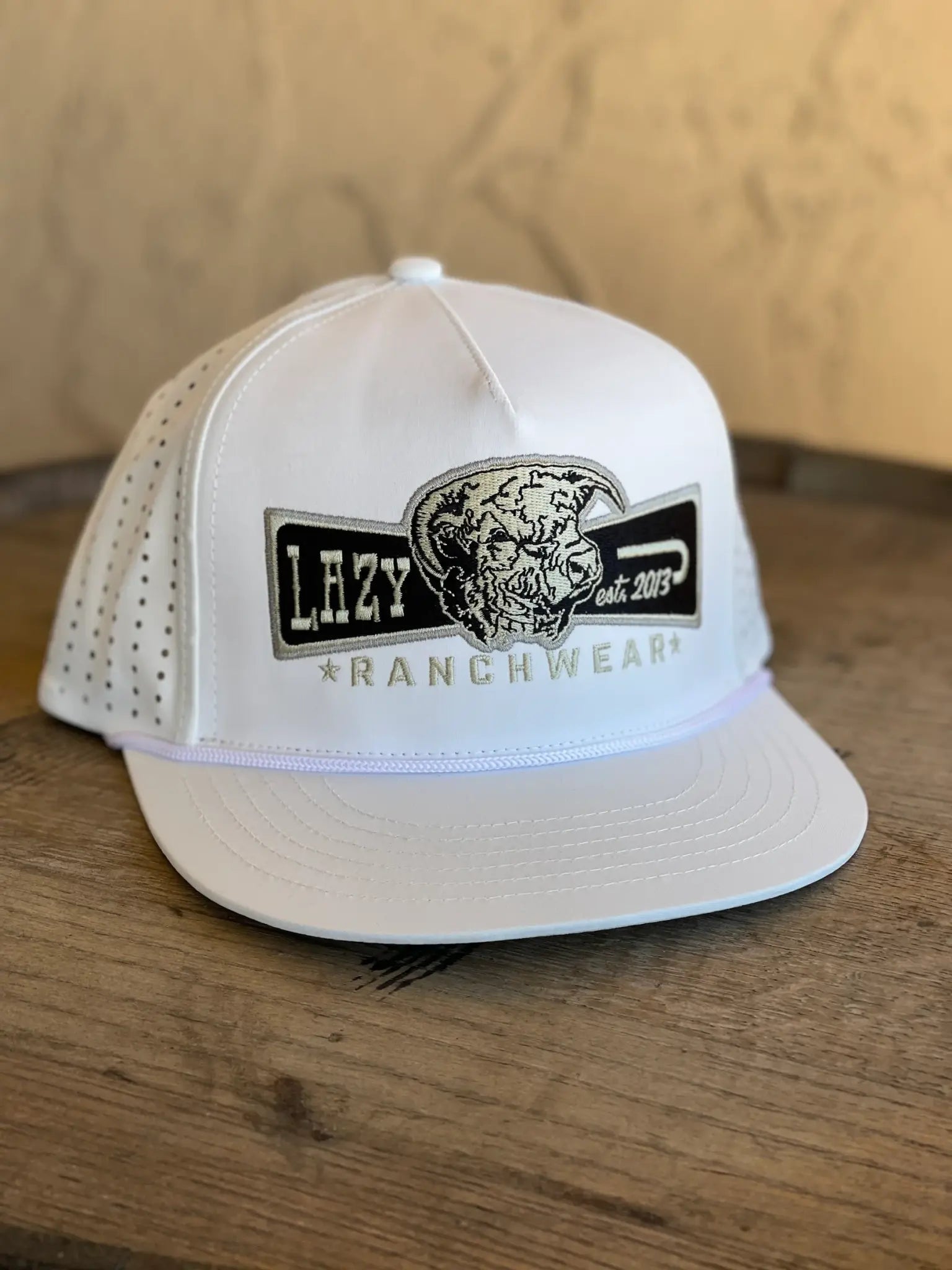 Lazy J Ranch Wear White Performance Cap.