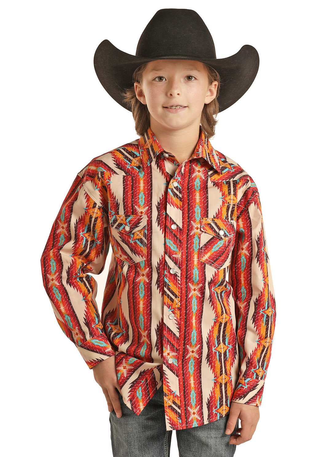 Rock & Roll Cowboy Boy's Aztec Snap Front Shirt C3