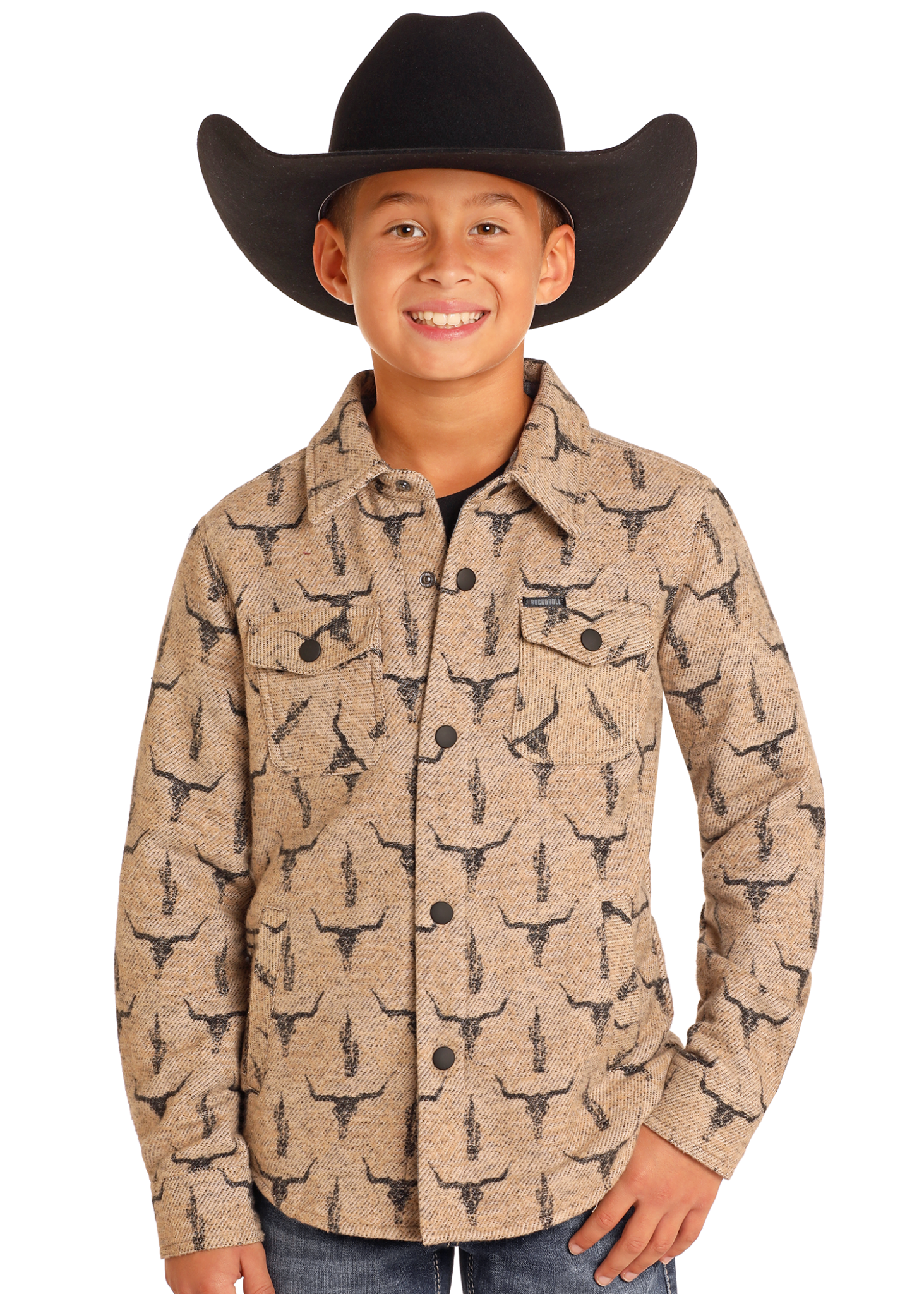 Rock & Roll Boy's Steer Skull Shirt Jacket