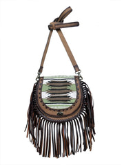 Rafter T Rebecca Brown and Green Fringe Purse C4