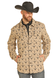 Rock & Roll Men's Steer Skull Jacquard Shirt Jacket