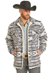 Rock & Roll Men's Berber Lined Jacquard Shirt Jacket