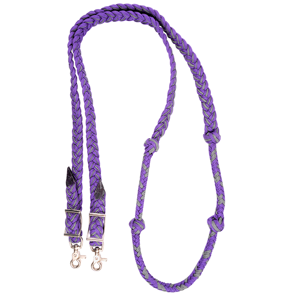 Purple and Grey Braided Barrel Reins