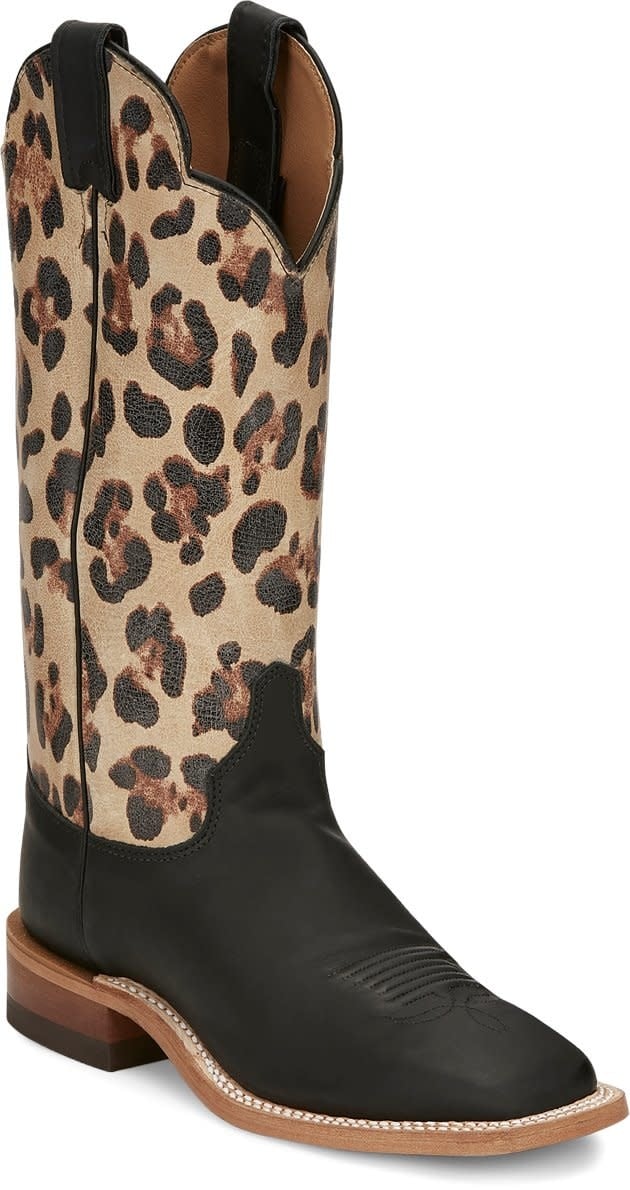 Justin Ladies Ardmore Black Leopard Boot C3 Size 8B