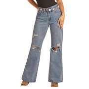 Rock & Roll Cowgirl Wide Leg Distressed Jean