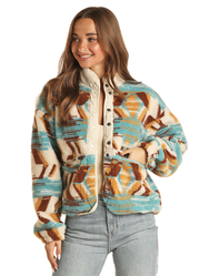 Rock & Roll Cowgirl Women’s Patterned Sherpa Jacket C4