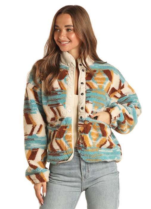 Rock & Roll Cowgirl Women’s Patterned Sherpa Jacket C4.