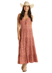 Rock & Roll Cowgirl Red Aztec Maxi Dress