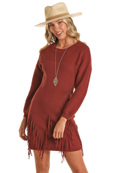 Rock & Roll Cowgirl Burgundy Sweater Dress