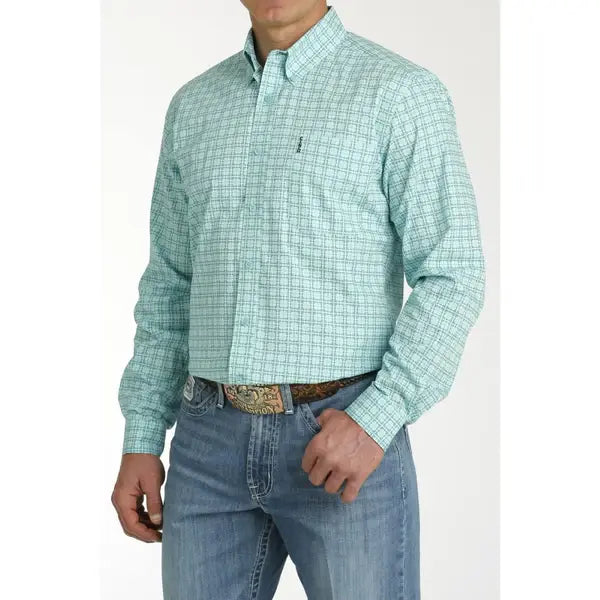 Cinch Men's Mint Patterned Long Sleeve Shirt