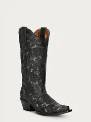 Women's Black Inlay Western Boot