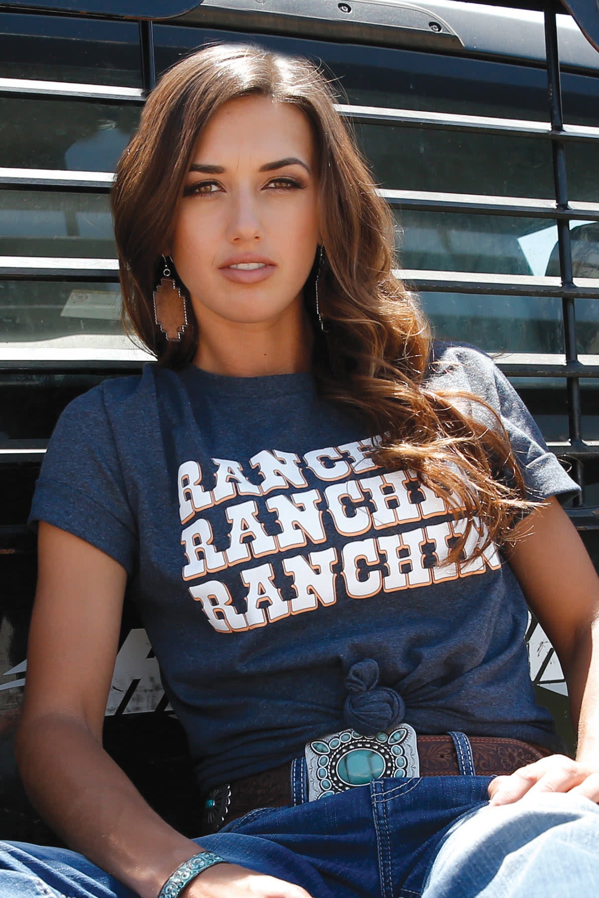 Cinch Ladies Navy "Ranchin" Tee C4